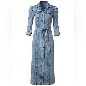NWT TIE WAIST DENIM MIDI DRESS